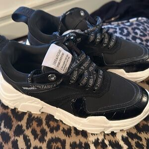 Zadig cool black white sole sneakers sz 38